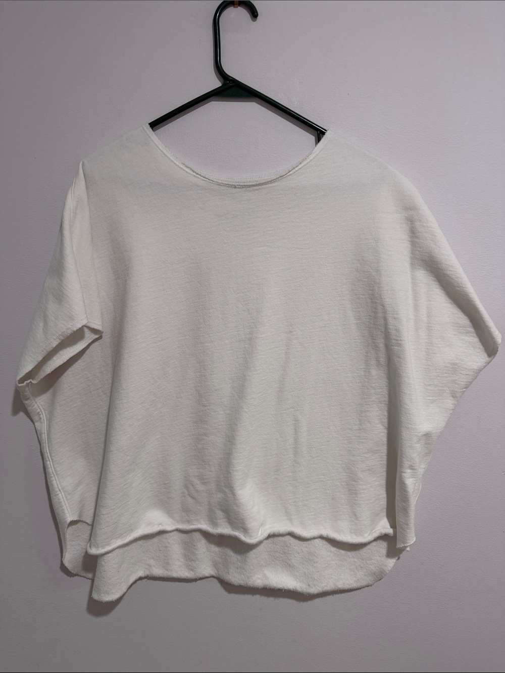 Relaxed White Boxy Short Sleeve Sweatshirt NWOT